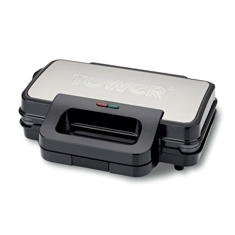 Tower Deep Filled Sandwich Maker with Non-Stick Coated Plate and Automatic Temperature Control, 900W, Stainless Steel