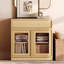 Armoire d'appoint moderne avec 2 portes en verre et tiroir, commode d'appoint multifonctionnelle avec grand rangement et tablette réglable-332504398-470345749