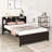 Wood Platform Bed with Trundle and Bookcase-2140958821-2140958874