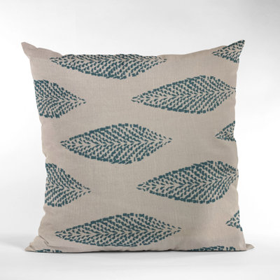 Large Leafs Linen Blend Floral Indoor / Outdoor Pillow Cover & Insert
