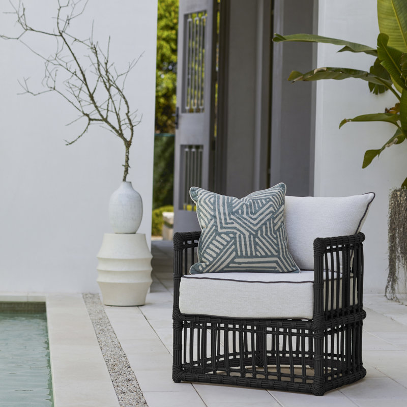 Newport Arm Chair with Cushions, Welt, Onyx, Intermix Indigo
