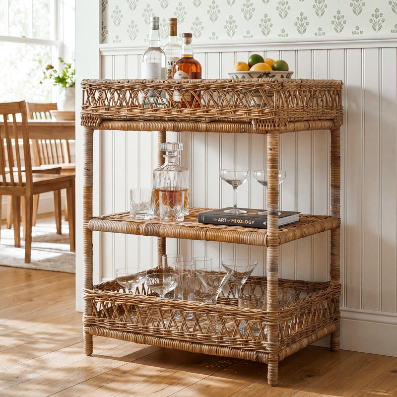 Arloe Wicker Bar Cart