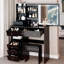 Ensemble de coiffeuse de bureau avec tabouret rembourré, 2 prises CA et 2 prises USB, support pour sèche-cheveux et miroir coulissant à DEL-722613293