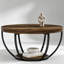Table basse ronde, table basse circulaire en bois à 2 niveaux de 31,7 pouces avec tablettes de rangement, table d'appoint moderne pour le salon, brun rustique et noir