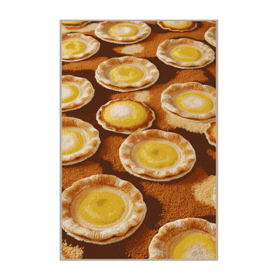  Washable Pastel de nata Desserts Area Rug