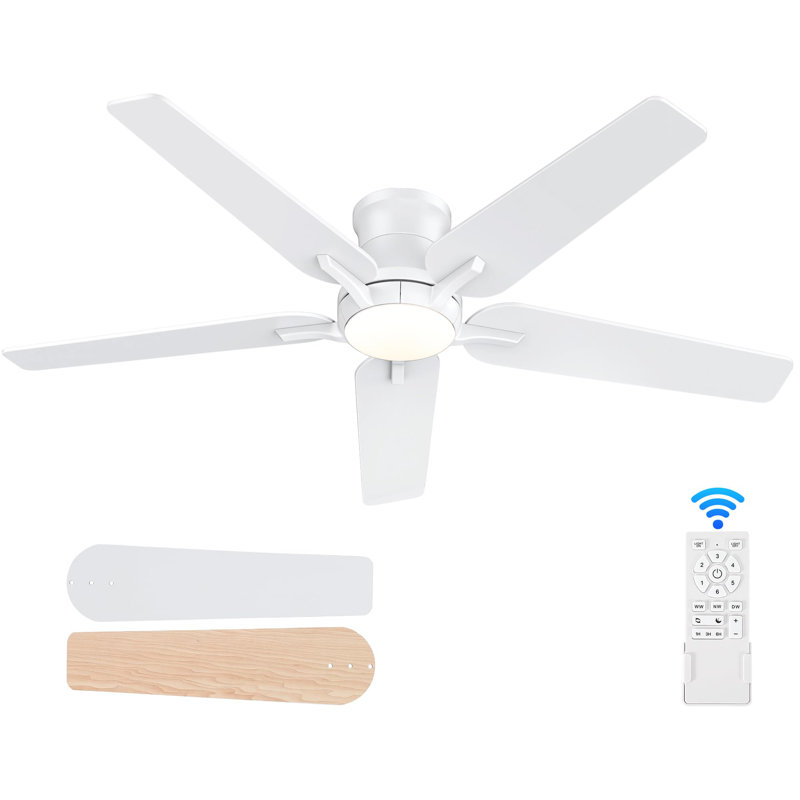 Ventilateurs de plafond de 52 pouces avec lumières et télécommande, Blanc
