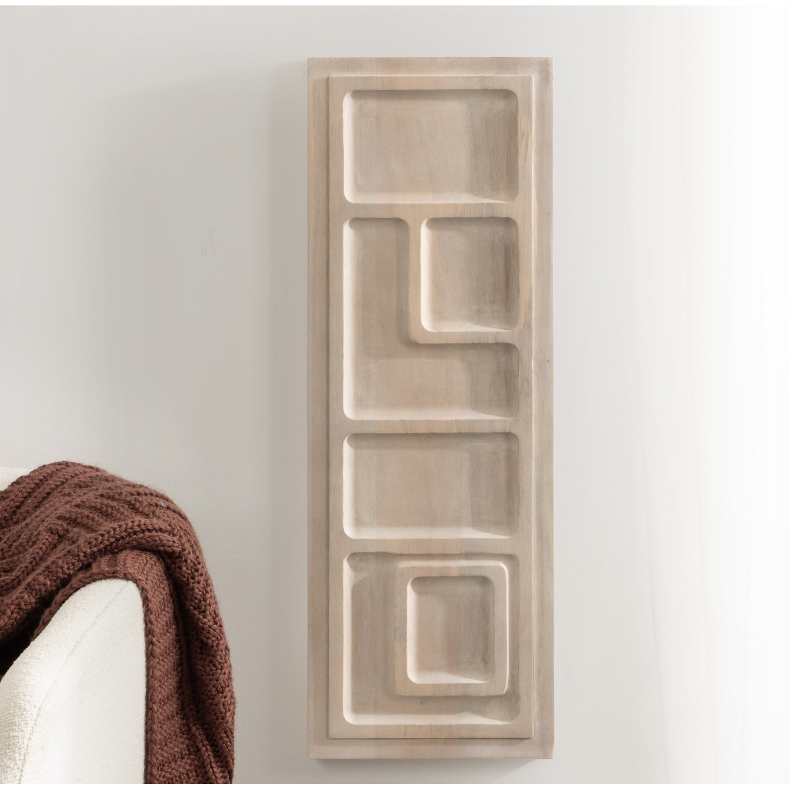 Tala Solid Wood Panel Wall Art Plaque, Beige
