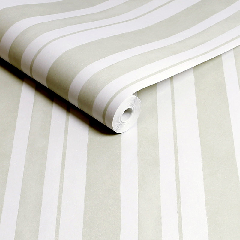  Papier peint à rayures aquarelle Arthur, Vert