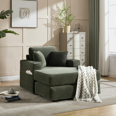 Chaise longue rembourrée en velours côtelé de 41,73 pouces de largeur