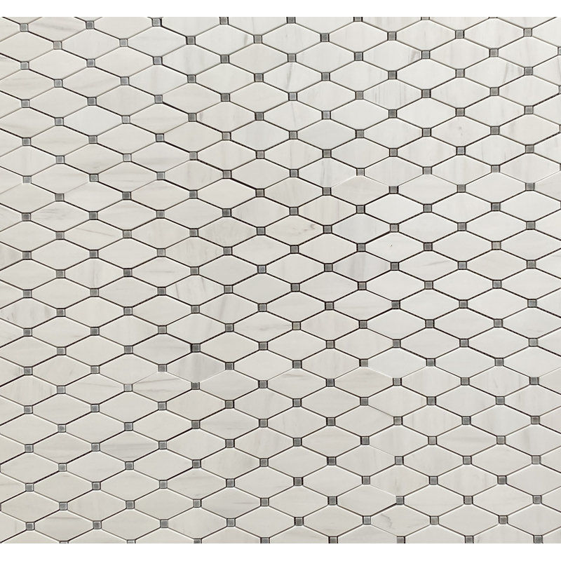 Carreau de mosaïque en marbre 11 po x 13,25 po, Dolomite / gris océan