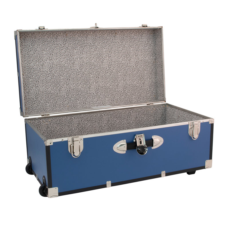 Lynne Manufactured Wood Camp Trunk / Footlocker, Misty Blue