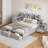Wooden platform bed with Multi-functional Storage Space Nightstand and 2 Drawers-288221356
