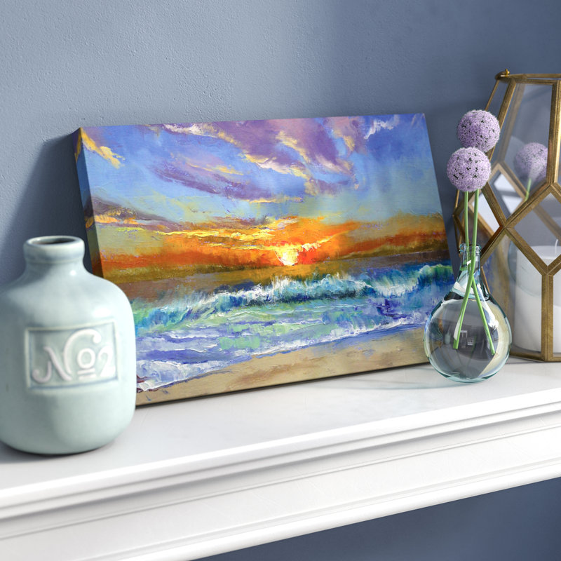 «Malibu Beach Sunset» par Michael Creese, reproduction sur toile tendue sur châssis, H 12 po x l 18 po x P 1,5 po