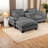 Spacious Grey Chenille Sofa, Multifunctional With Storage And Usb