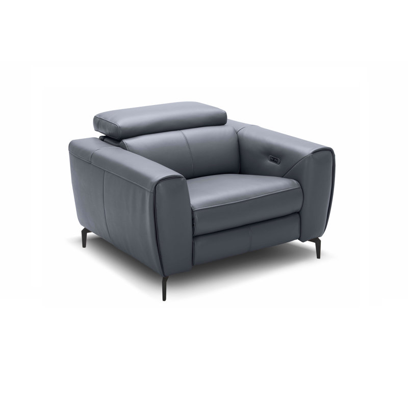 Gonsalez Upholstered Power Recliner, Blue Gray