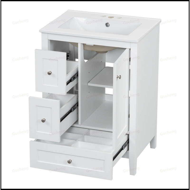 Meuble-lavabo 24 po avec tablette réglable, Blanc