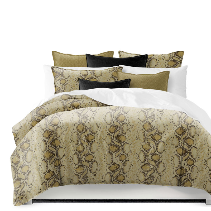 Snaka Gold Microfiber Coverlet / Bedspread Set, Cal. King Coverlet + 4 Additional Pieces