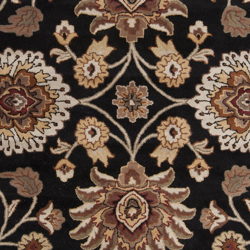 Tapis noir / chameau en laine touffeté à la main Arden, Demi-cercle 2 pi x 4 pi