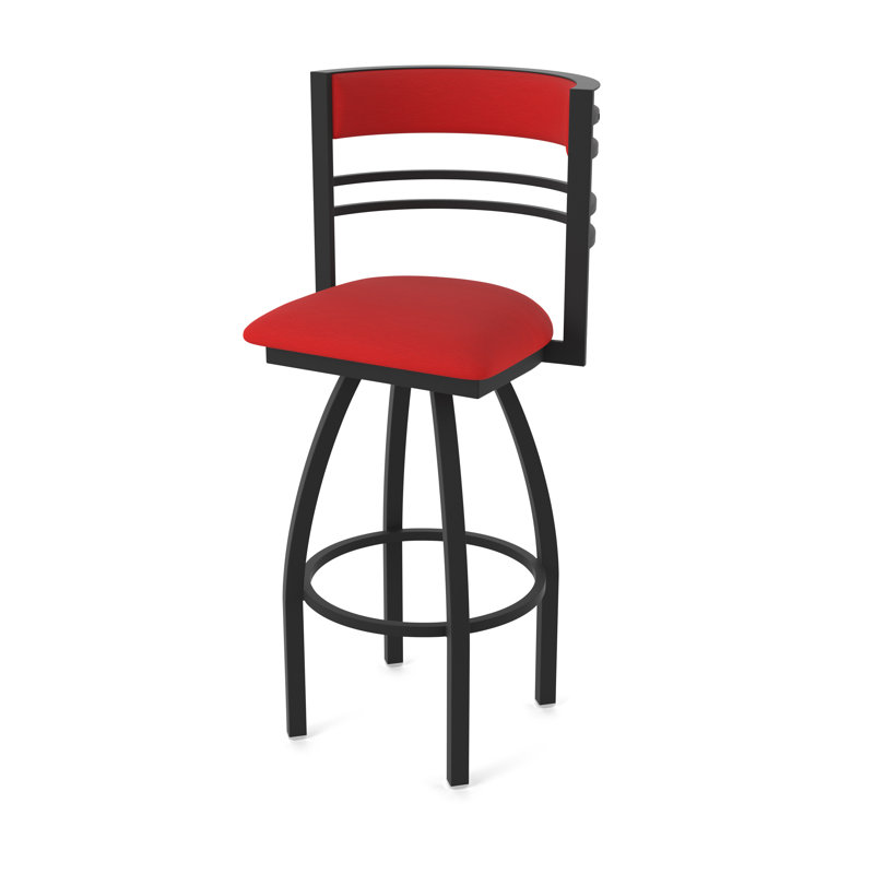 Hunter Swivel Stool, Black Wrinkle, Tabouret de bar (siège d'une hauteur de 30 po), Vinyle - Rouge galop