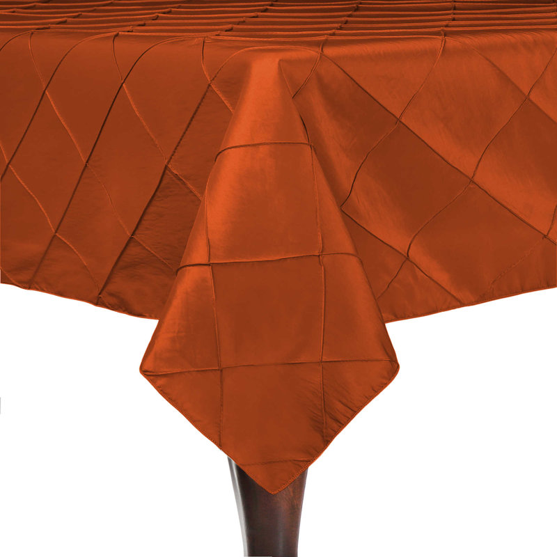 Ultimate Textile Embroidered Pintuck Taffeta Tablecloth Persimmon Burnt Orange, 60" W x 120" L, 5