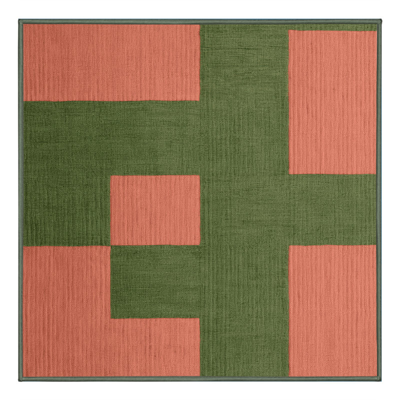 Tapis botanique brun lavable à la machine, Carré 5 pi