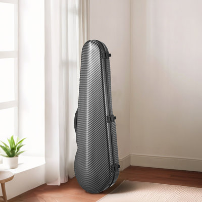4/4 Full Size Violin Case, Built-in Hygrometer, Lightweight Portable Travel Carrying Bag, with Plush Lining, Dual Shoulder Straps, Anti-Scratch, Professional Triangular Shape, for Violin, Black