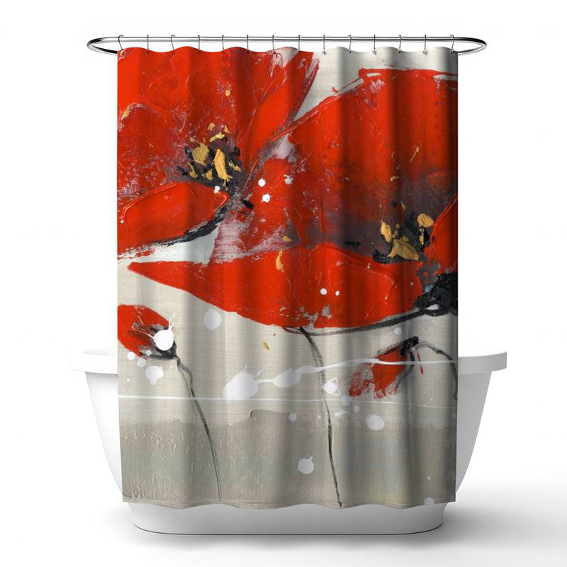 Floral – Polyester Shower Curtain, Dye Sublimation Print, 71" W × 74" L