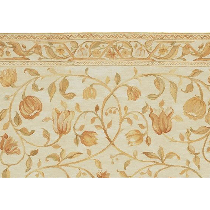 Savonile Ravenna Azm Wool Floral Area Rug in Beige