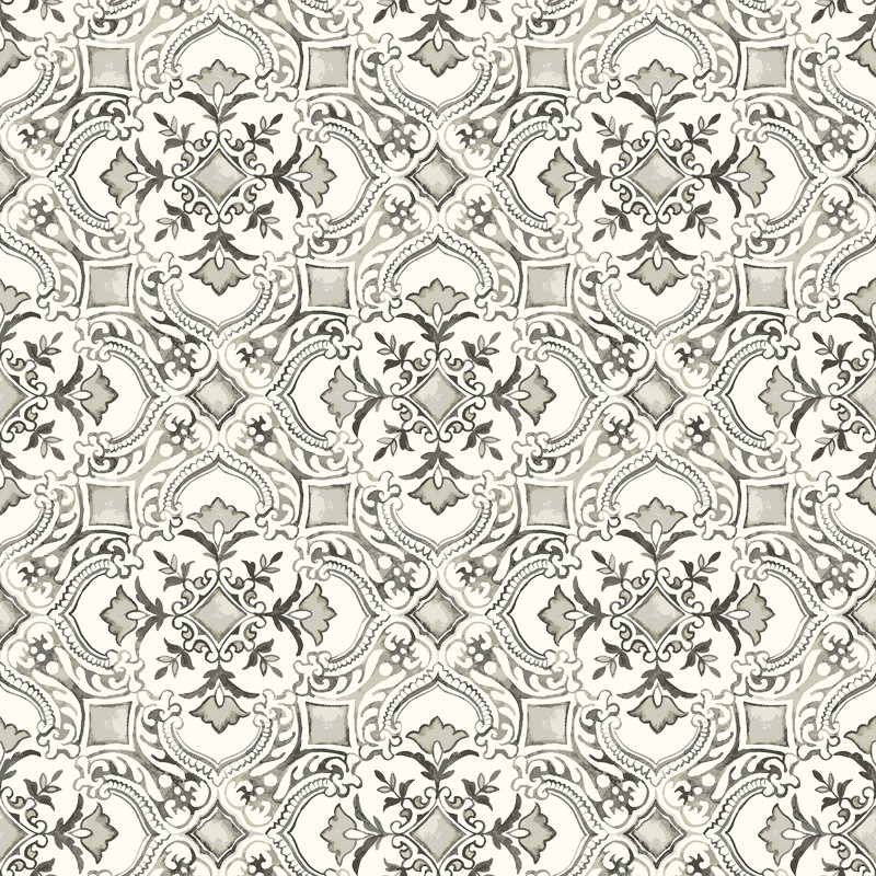 Papier peint motif floral Marjolaine, Noir