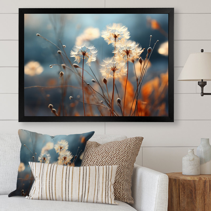 Dandelion Whispers of Spring - Pissenlit, art mural, H 30 po x l 40 po x P 1,5 po, Cadre simple noir