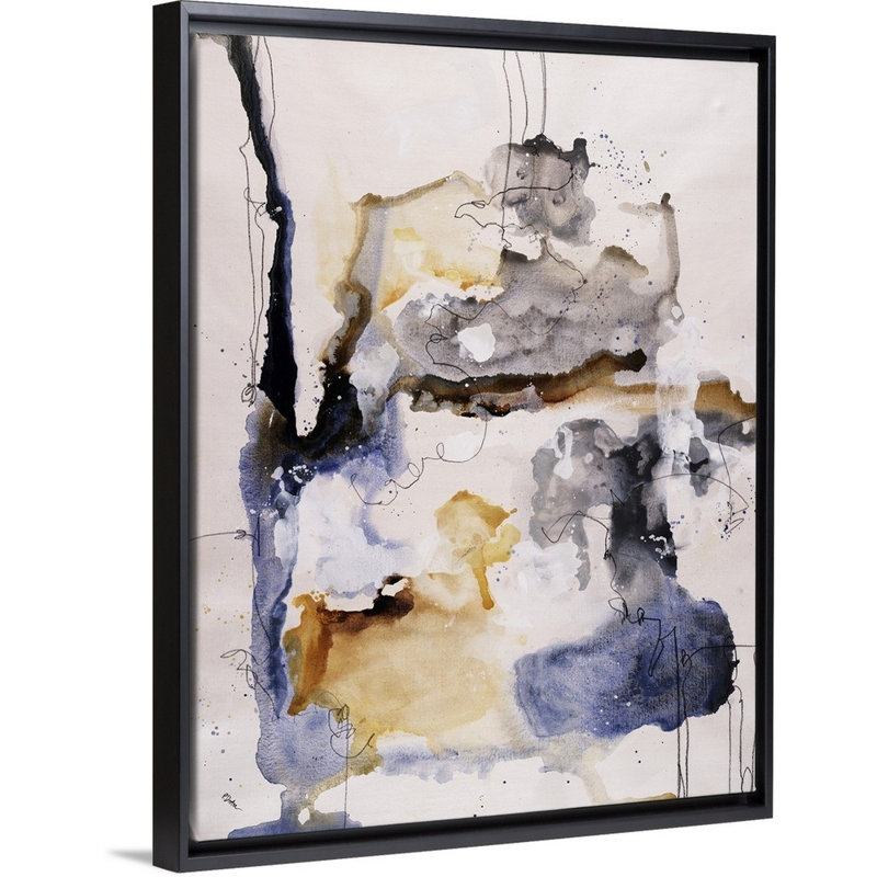 « innerworks iii », peinture sur toile, H 17,7 po x l 13,7 po x P 1,75 po, Cadre flottant noir