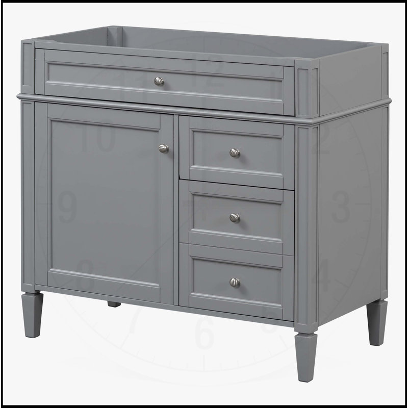 Bathroom Vanity without Top Sink, Grey, 33" H x 35.74" W x 17.87" D