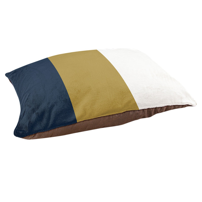 Coussin Golden State, Grand (l 40 po x P 30 po x H 6,5 po), Bleu / milieu doré