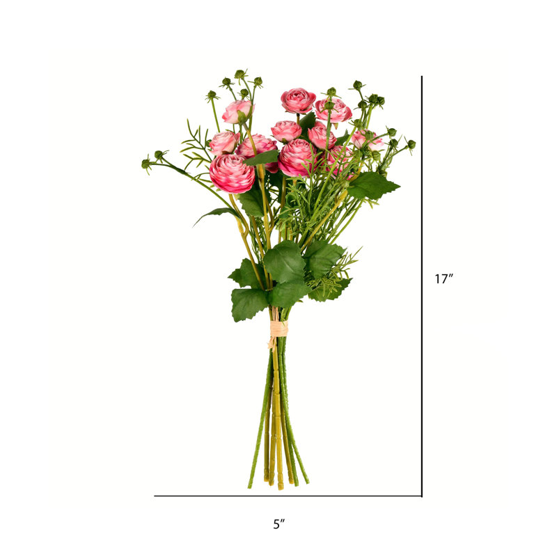 Artificial 17" Mini Ranunculus Spray, Pink