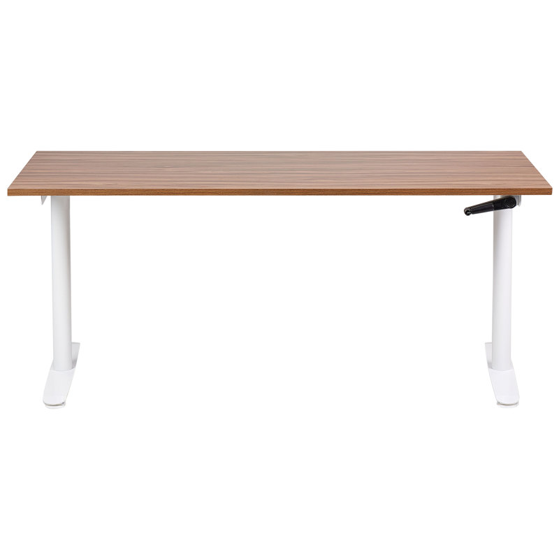 Amarianna Adjustable Metal Base Standing Desk, White, Brown, 119cm H x 160cm W x 72cm D