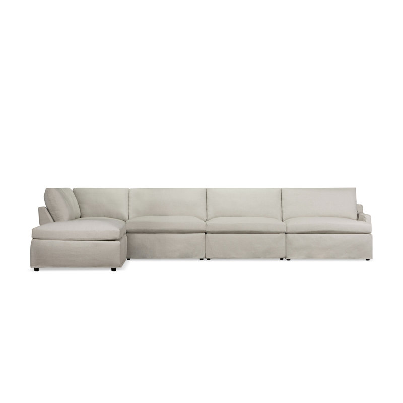 Canapé modulaire 6 pièces Wrenley, Canvas Macarena gris pâle, Orienté à gauche (vu de face)