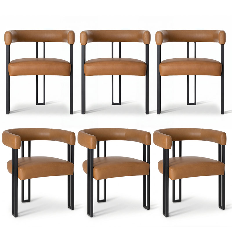 Fauteuil de salle à manger rembourré en similicuir de 18 po (ensemble de 6), Brown