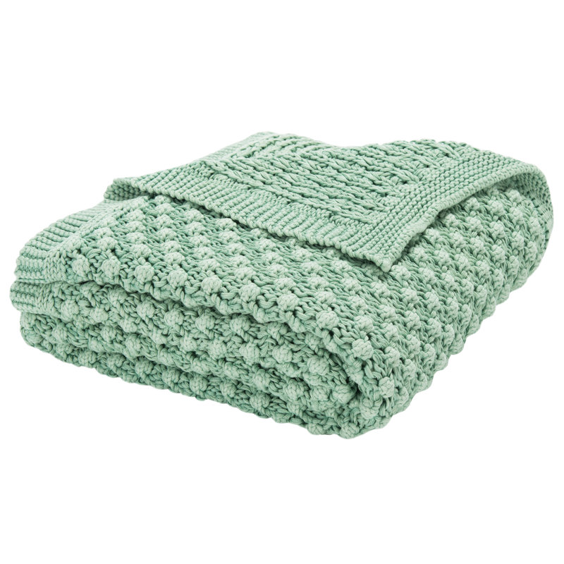 Sage Knitted Cotton Throw Blanket 24" x 17"