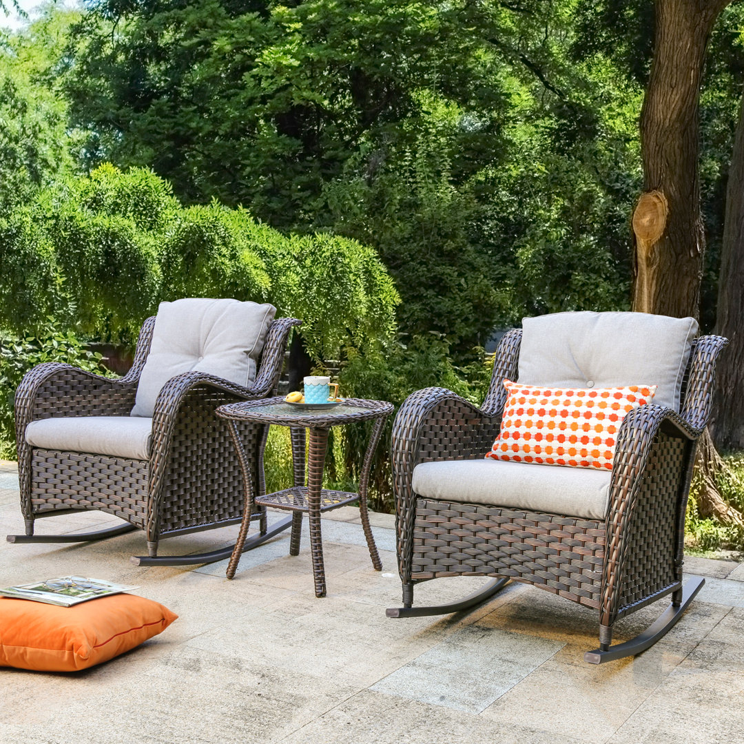Premium All-Weather Wicker 2 - Person Patio Conversation Sets with Cushions Red Barrel Studio®
