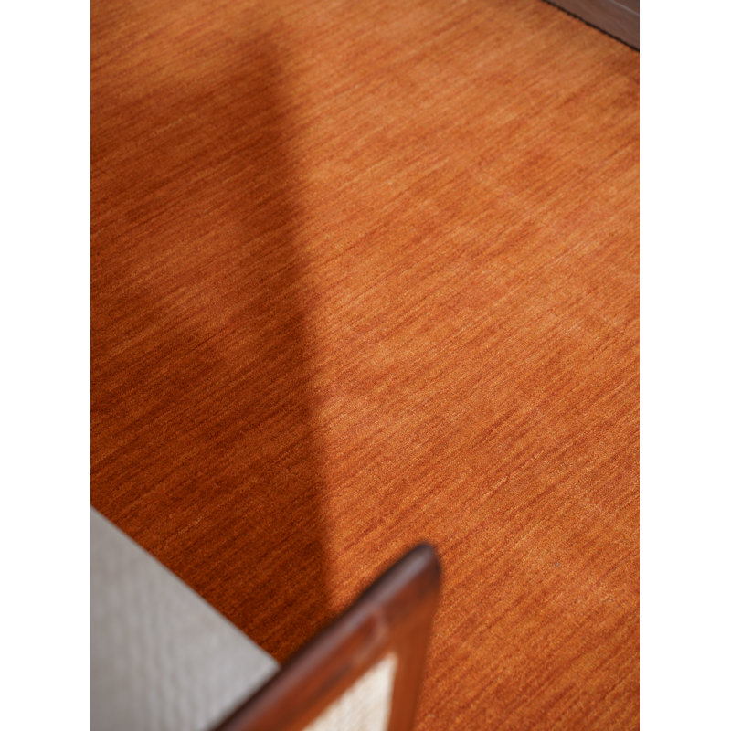 Manns Hand Knotted Loom Wool Eco-Friendly Area Rugs - Rectangle, Orange Color, Plain Solid Design, High Pile Thick Handmade Anti Skid Area Rugs for Living Room, Bed Room
