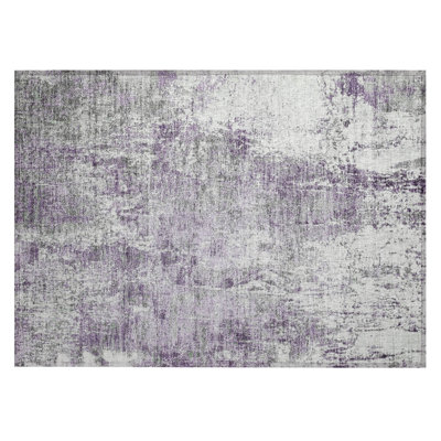 Machine Washable Indoor/Outdoor Xhevrie Plum Rug