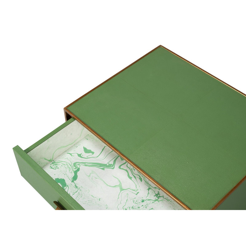 Shagreen 2 - Drawer Solid Wood Nightstand, Green
