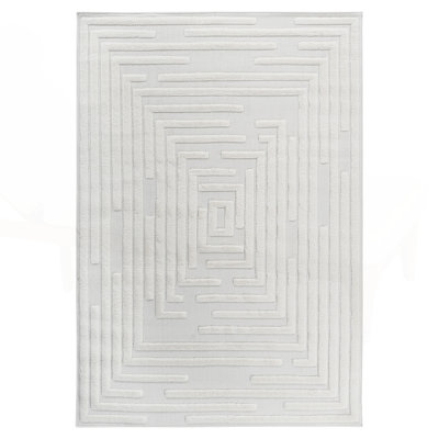 High-Low Striped Indoor Area Rug, 5'3''x7'6'', Modern, Contemporary, Geometric, Bohemian, Bedroom, Kitchen, Living Room, Non Shedding Carpet