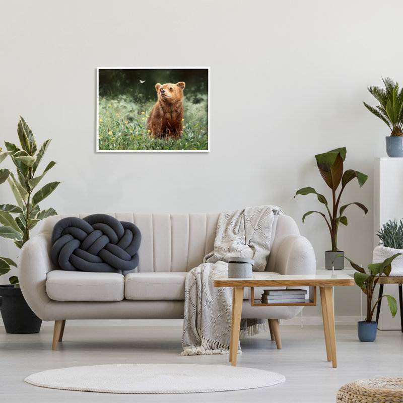 Conception d'art sur toile Stupell Industries Bear & Butterfly in Meadow par Mark Kelso, H 24 po x l 30 po x P 1,5 po
