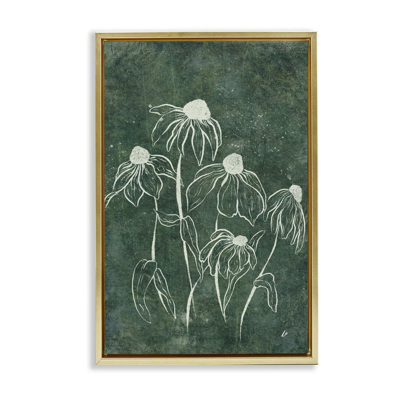  «Echinacée Garden Blooms» par Lydia Orange, H 31 po x l 21 po, Cadre flottant métallique doré
