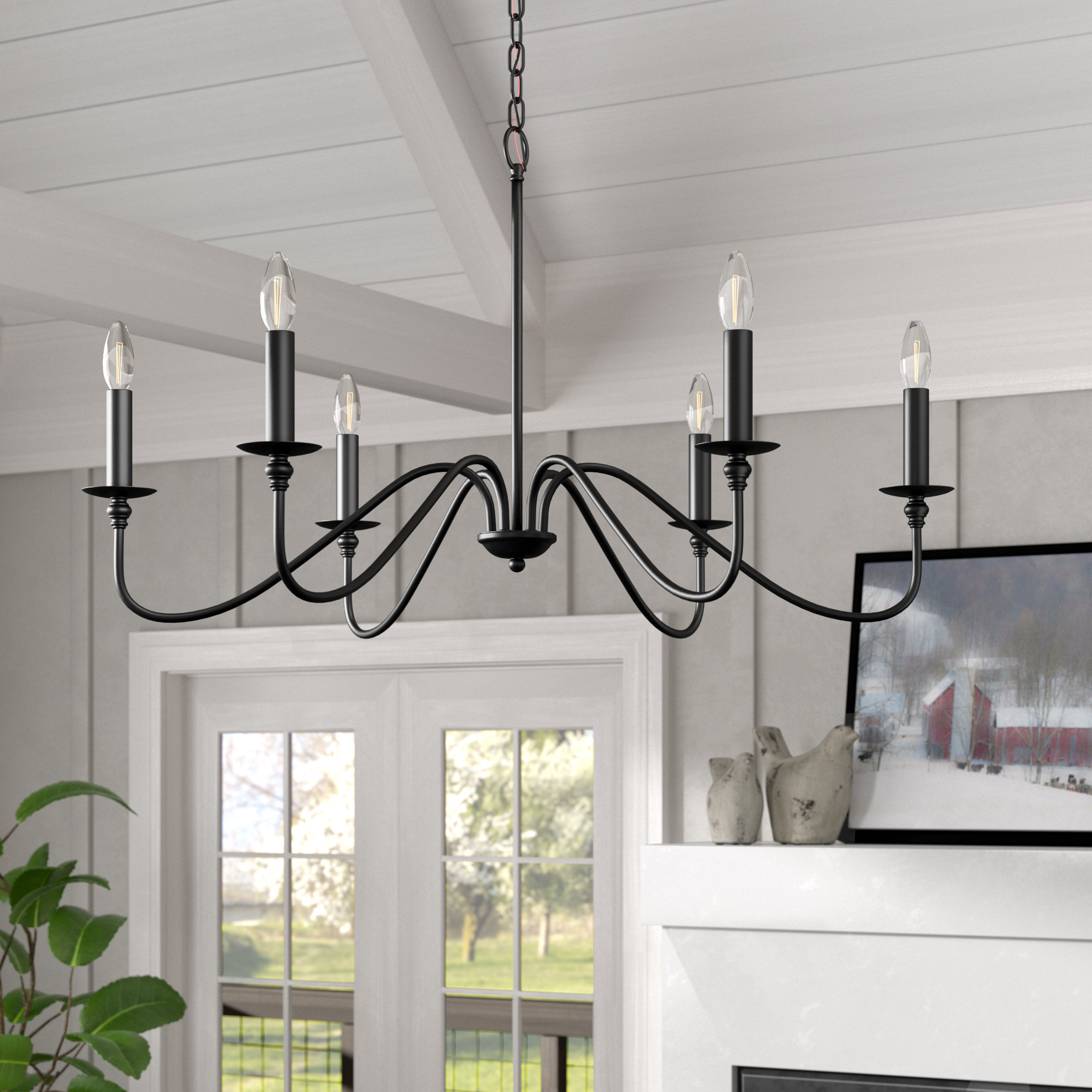 Ableton 6 - Light Candle Style Classic / Traditional Chandelier, Satin Gold, 18" H x 30" W x 30" D