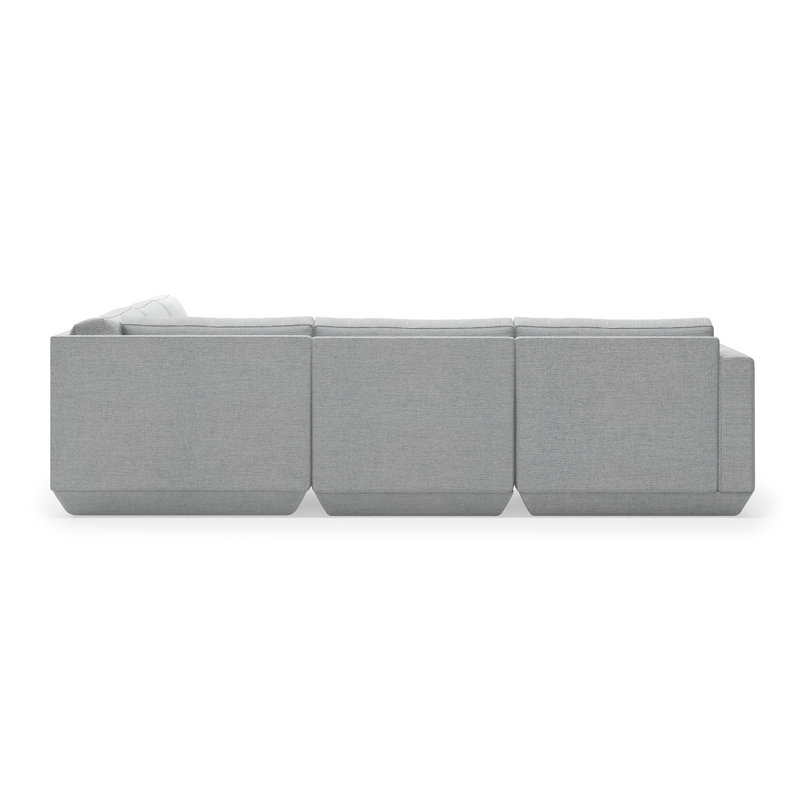 Podium Modular 5 PC Corner Sectional, Bayview Silver Performance Twill
