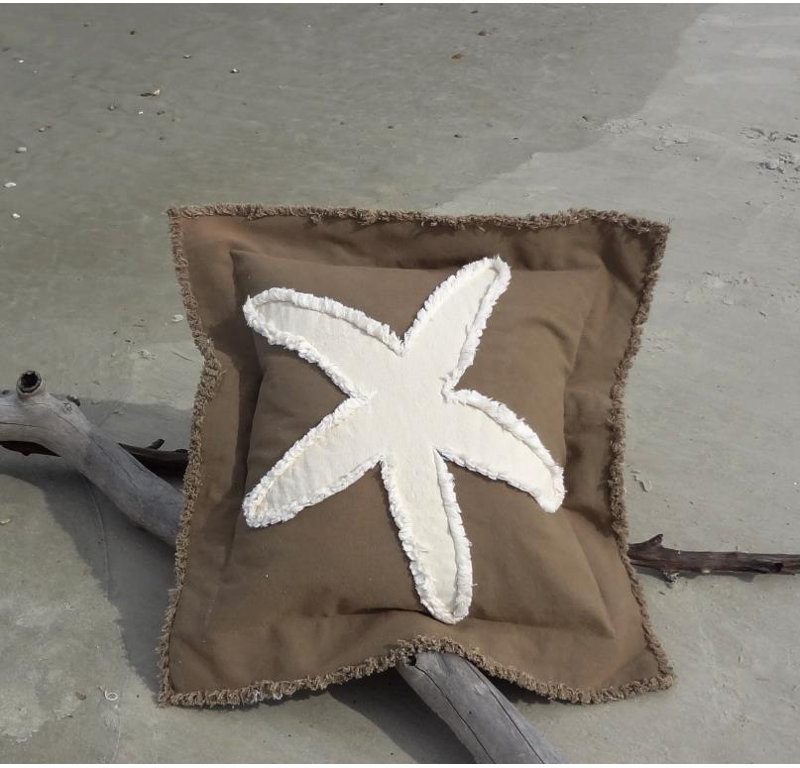 Cotton Reversible Throw Pillow, 22" H x 22" W, Mocha/Ivory