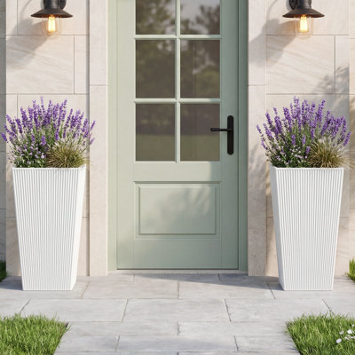 28.4-Inch Tall PE Fluted Tapered Planter Pot