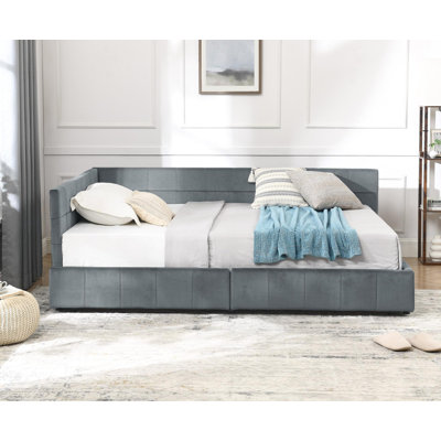 Full Size Sofa Bed Frame with Comfortable Backrest and Armrests,Storage Velvet Upholstered Tufted Bed Frame